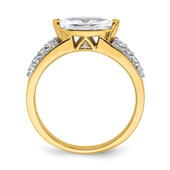 14k East West (Holds 1 carat (10.5x5.6mm) Marquise Center) 1/6 carat Diamond Semi-Mount Engagement Ring — alternate view