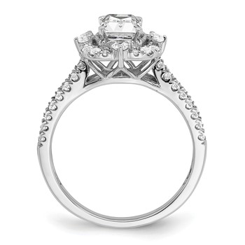 14k White Gold Vintage Halo (Holds 1 carat (6.9x5.2mm) Emerald-cut Center) 5/8 carat Diamond Semi-Mount Engagement Ring — alternate view