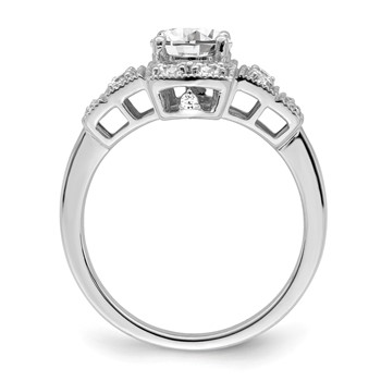 14k White Gold Art Deco (Holds 5/8 carat (5.6mm) Round Center) 1/3 carat Diamond Semi-mount Engagement Ring — alternate view