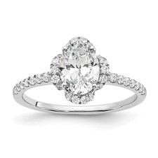 Image of 14K White Gold Lab Grown Diamond VS/SI+ G+ Oval Semi-Mount Eng. Ring