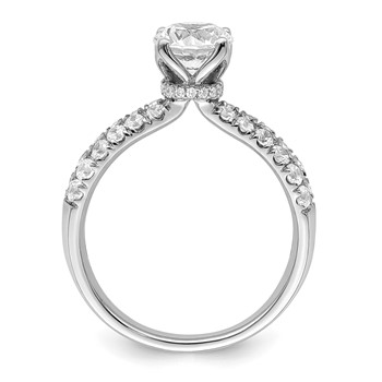 14k White Gold 5/8 carat Lab Grown Diamond VS/SI+ G+ 1 carat Center Round Semi Mount Engagement Ring — alternate view