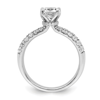14k White Gold 5/8 carat Lab Grown Diamond VS/SI+ G+ 1 carat Center Cushion Semi Mount Engagement Ring — alternate view