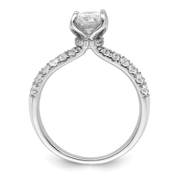 14k White Gold 5/8 carat Lab Grown Diamond VS/SI+ G+ 1 carat Center Oval Semi Mount Engagement Ring — alternate view