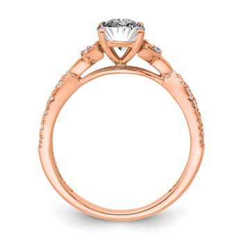 14k Rose Gold Semi-mount Diamond Celtic Knot Oval Engagement Ring — alternate view