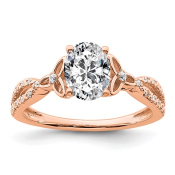 14k Rose Gold Semi-mount Diamond Celtic Knot Oval Engagement Ring