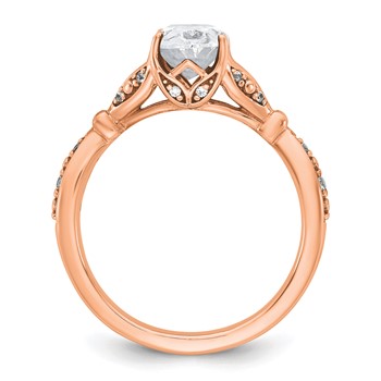 14k Rose Gold Semi-mount Diamond Oval Center Engagement Ring — alternate view