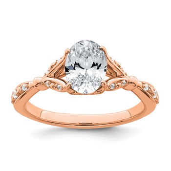 14k Rose Gold Semi-mount Diamond Oval Center Engagement Ring