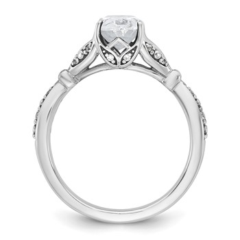 14k White Gold Semi-mount Diamond Oval Center Engagement Ring — alternate view