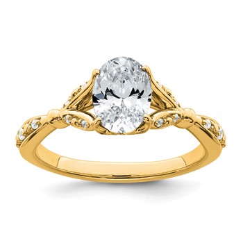 14k Semi-mount Diamond Oval Center Engagement Ring