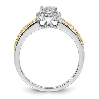 14k Two-tone Oval Vintage Halo Semi-Mount Engagement Ring — alternate view