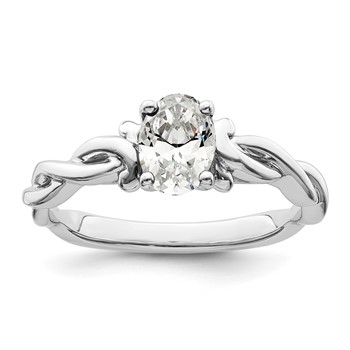 14k White Gold Oval Setting Twisted Band Engagement Ring Mounting