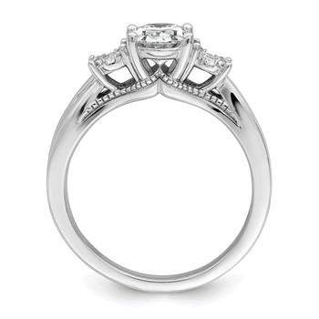 14k White Gold 1/8 carat Lab Grown Diamond VS/SI+ G+ 1 carat Center Oval Semi Mount Engagement Ring — alternate view
