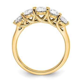 True Origin 14K Yellow Gold 2 carat Lab Grown Diamond VS+ F+ Graduated Complete Oval Five Stone Ring — alternate view