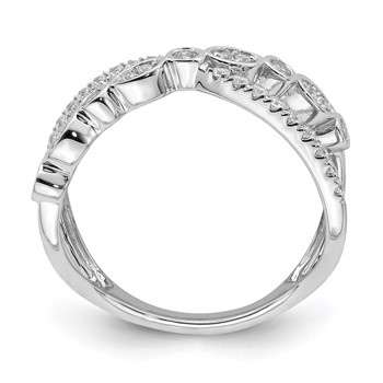 14k White Gold Polished 1/3 carat Diamond Criss Cross Ring — alternate view