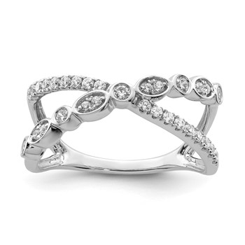 14k White Gold Polished 1/3 carat Diamond Criss Cross Ring