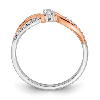 14k Two-tone White and Rose Polished Fancy 1/6 carat Diamond Twist Ring — alternate view