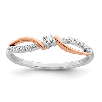 14k Two-tone White and Rose Polished Fancy 1/6 carat Diamond Twist Ring