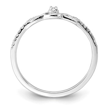 14k White Gold Polished Fancy 1/20 carat Diamond Ring — alternate view