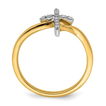 14k Two-tone Polished 1/20 carat Diamond Cross Ring — alternate view