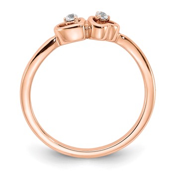 14k Rose Gold Polished 1/20 carat Diamond Double Heart Ring — alternate view