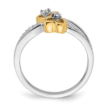 14k Two-tone Polished 1/20 carat Diamond Double Heart Ring — alternate view