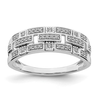 14k White Gold Polished 1/6 carat Diamond Blocks Ring