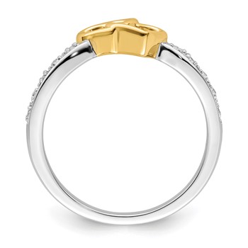 14k Two-tone Polished 1/20 carat Diamond Double Heart Ring — alternate view