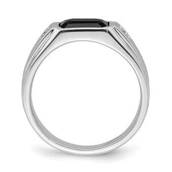 IB Goodman 14k White Gold Polished and Satin 9x7mm Octagon Onyx and Diamond Mens Ring — alternate view