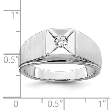 IB Goodman 14k White Gold Polished and Satin 1/6 carat Diamond Mens Ring — alternate view