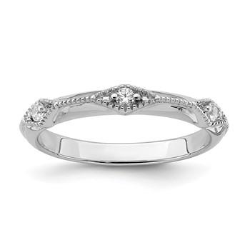 14k White Gold Polished Knife-Edge 1/10 carat Diamond 3-Stone Band