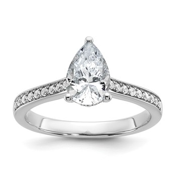 True Origin 14K White Gold 1/4 ct Lab Grown Diamond VS+ F+ Semi-Mount Pear Engagement Ring