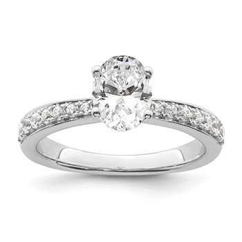 True Origin 14K White Gold 1/4 carat Lab Grown Diamond VS+ F+ Semi-Mount Oval Engagement Ring