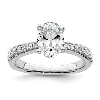 True Origin 14K White Gold 1/3 carat Lab Grown Diamond VS+ F+ Semi-Mount Oval Engagement Ring