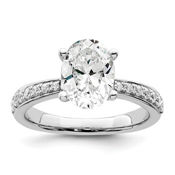 True Origin 14K White Gold 1/3 carat Lab Grown Diamond VS+ F+ Semi-Mount Oval Engagement Ring