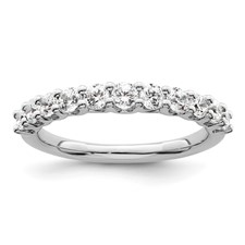 Image of 14k White Gold 3/4 carat Lab Grown Diamond VS/SI+ G+ Eleven Stone Complete Fashion band