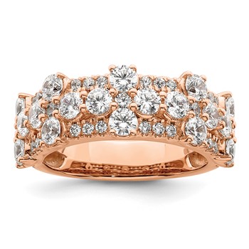 14k Rose Gold 2 1/2 carat Lab Gronw Diamond VS/SI+ G+ Complete Fashion Ring