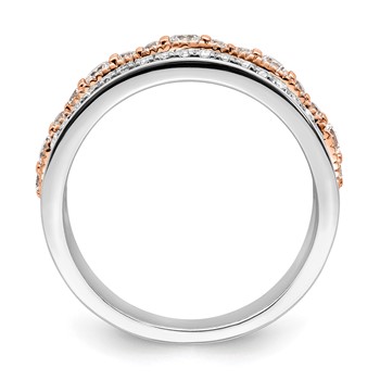 14k White and Rose Gold 1 carat Complete Diamond Wedding Band — alternate view