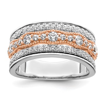 14k White and Rose Gold 1 carat Complete Diamond Wedding Band