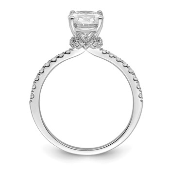 14k White Gold (Holds 1.5 carat (8.8x6.5mm) Oval Center) 1/4 carat Diamond Semi-Mount Engagement Ring — alternate view