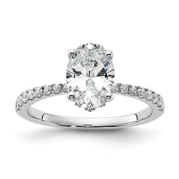 14k White Gold (Holds 1.5 carat (8.8x6.5mm) Oval Center) 1/4 carat Diamond Semi-Mount Engagement Ring