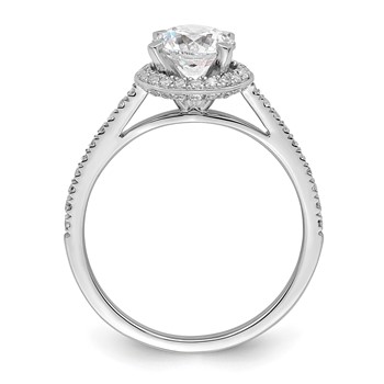 14K White Gold Vintage Halo (Holds 1 carat (6.5mm) Round Center) 1/3 carat Diamond Semi-mount Engagement Ring — alternate view