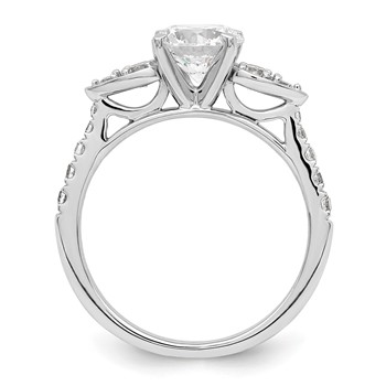 14K White Gold (Holds 1.25 carat (7.00mm) Round Center) 3/8 carat Diamond Semi-Mount Engagement Ring — alternate view