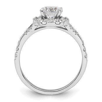 14k White Gold 1/3 carat Lab Grown Diamond VS/SI+ G+ 1 carat Center Round Semi Mount Halo Engagement Ring — alternate view