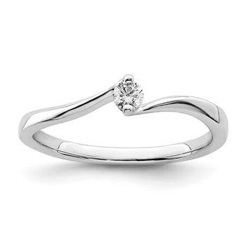 First Promise 14k White Gold Bypass 1/10 carat Round Diamond Complete Promise/Engagement Ring