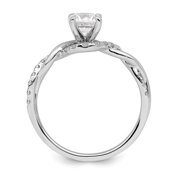 14k White Gold Twist (Holds 5/8 carat (5.8mm) Round Center) 1/4 carat Diamond Semi-mount Engagement Ring — alternate view