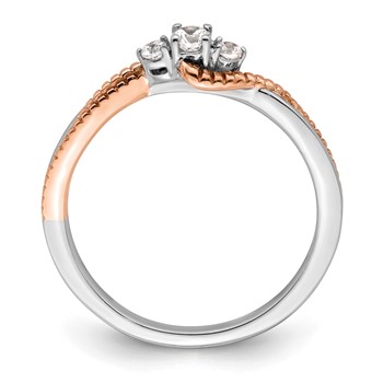 First Promise 14k White and Rose Gold 3-Stone 1/8 carat Round Diamond Complete Promise/Engagement Ring — alternate view