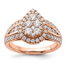 Image of 14k Rose Gold 1 1/4 carat Lab Grown Diamond VS/SI+ G+ Complete Cluster Engagement Ring