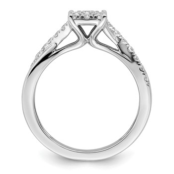 14k White Gold 1/2 carat Lab Grown Diamond VS/SI+ G+ Complete Cluster Engagement Ring — alternate view