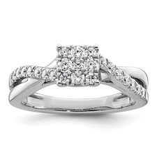 Image of 14k White Gold 1/2 carat Lab Grown Diamond VS/SI+ G+ Complete Cluster Engagement Ring