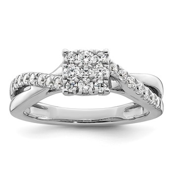 14k White Gold 1/2 carat Lab Grown Diamond VS/SI+ G+ Complete Cluster Engagement Ring